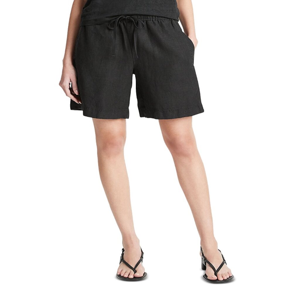 Vince Women's Size XXS Hemp Drawstring Waist Black Shorts NEW 7 in Inseam